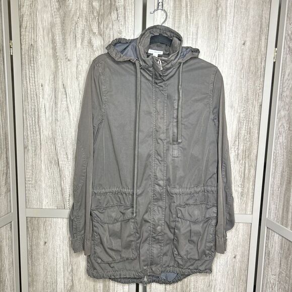 James Perse Anorak Utility Jacket Packable Hood Pockets Gray Color Size 2 - Picture 1 of 13